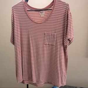 LAST CALL Mossimo Pink & White Stripe Shirt Size L